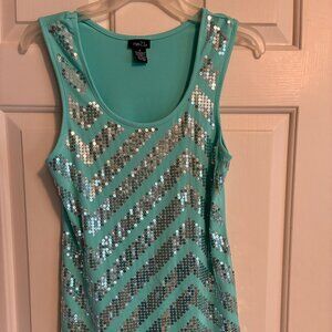 Women's Rue 21 Sequin Tank Top/Shirt Size Medium Turquoise Color